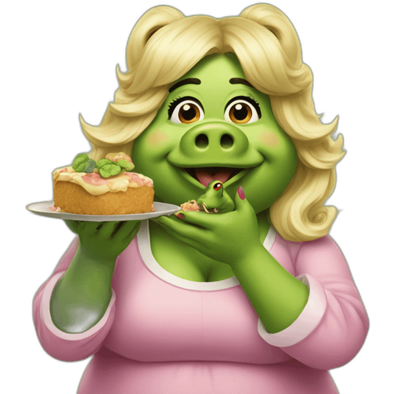 miss piggy eating a frog emoji