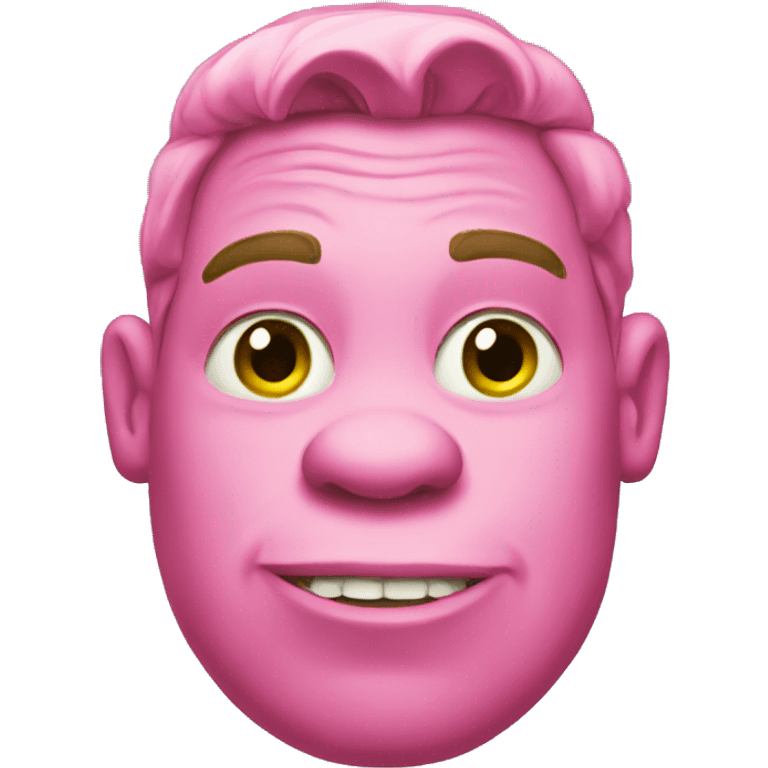 Shrek wearing pink emoji