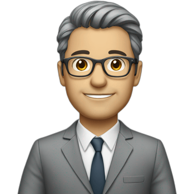 Matías prats with glasses and grey suit emoji