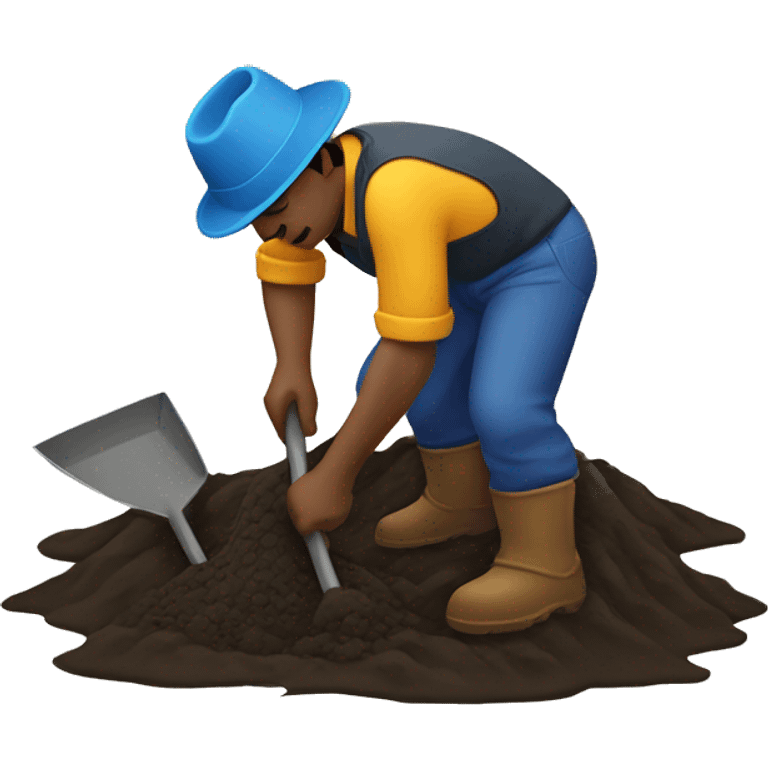 Man digging up mud with shovel emoji