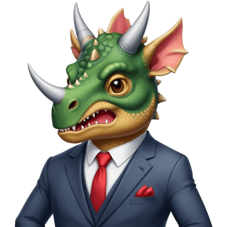 angry face of a triceratops in a suit emoji