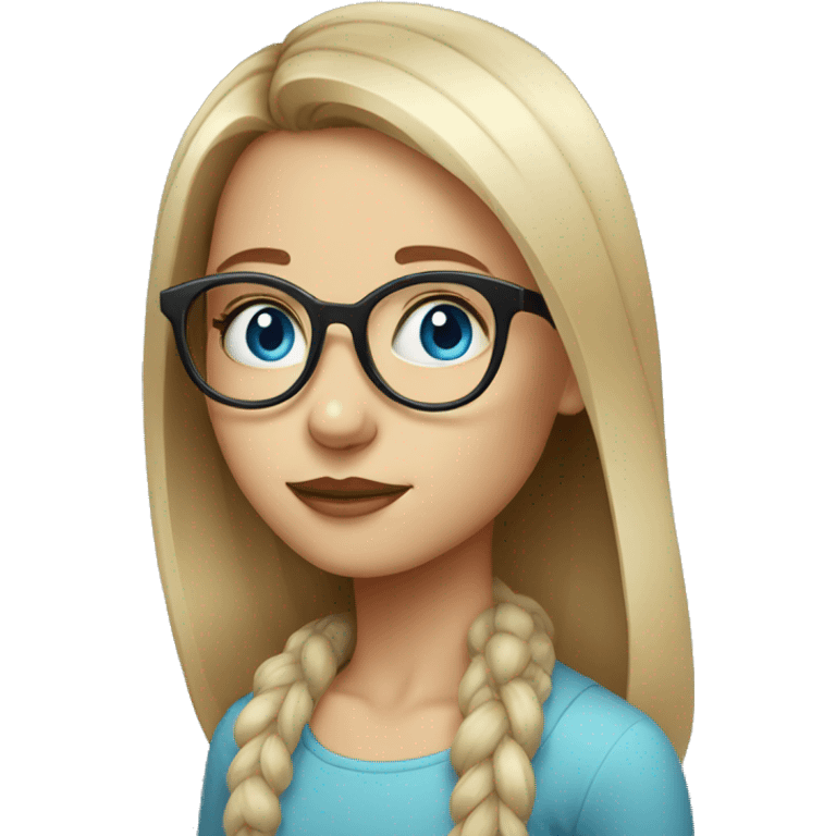 girl in round glasses portrait blue eyes emoji