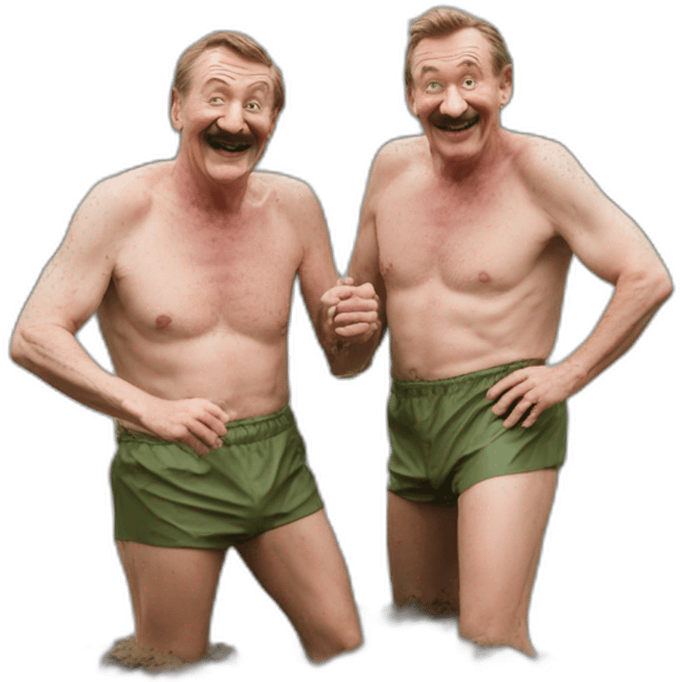 Chuckle Brothers swimming trunks mud fight emoji