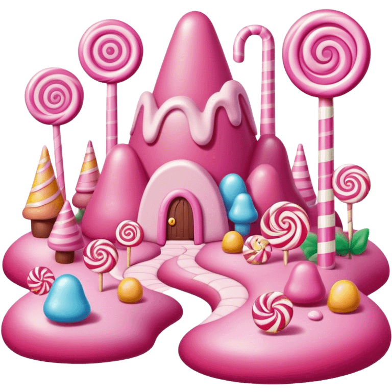 candy land pink surreal landscape emoji