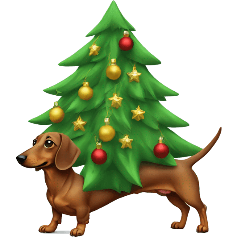 Dachshund Christmas tree emoji