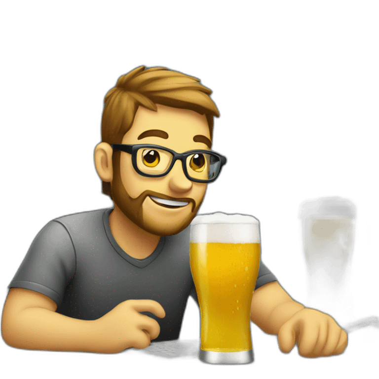 drinking beer while coding at work emoji