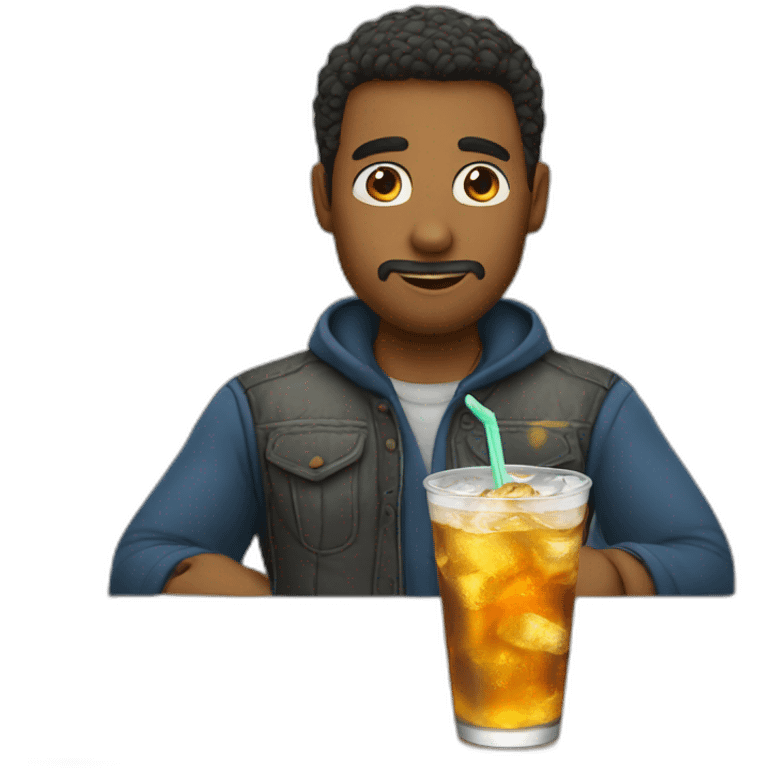 a man drink 5 soda emoji