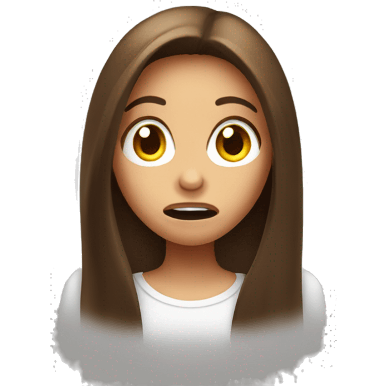 very shocked face girl with brown long hair emoji