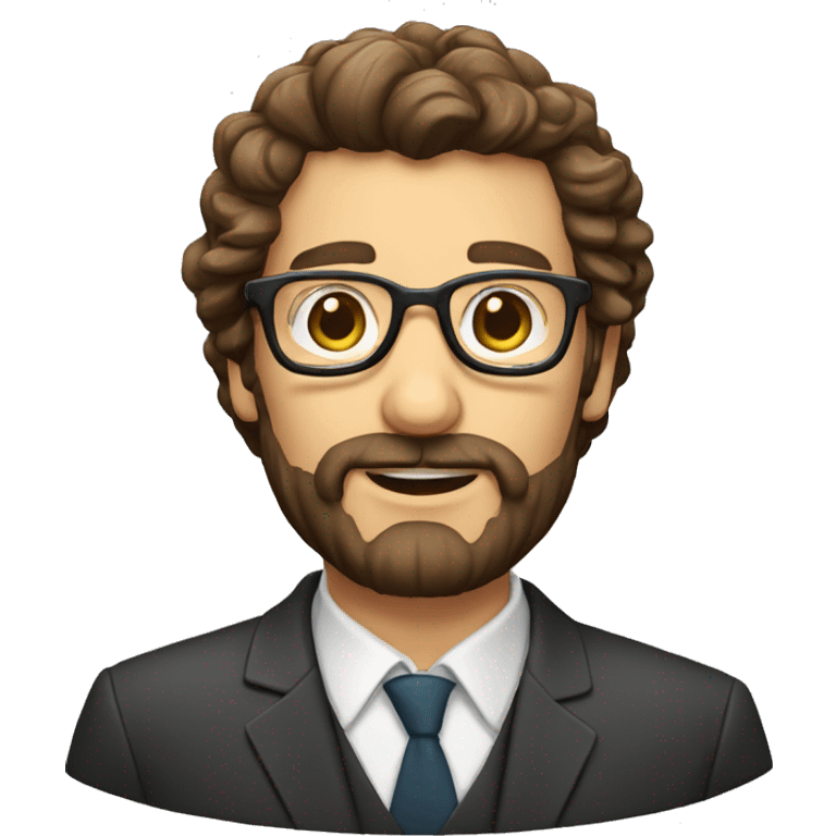 Profesor con pelo moreno, barba y gafas emoji