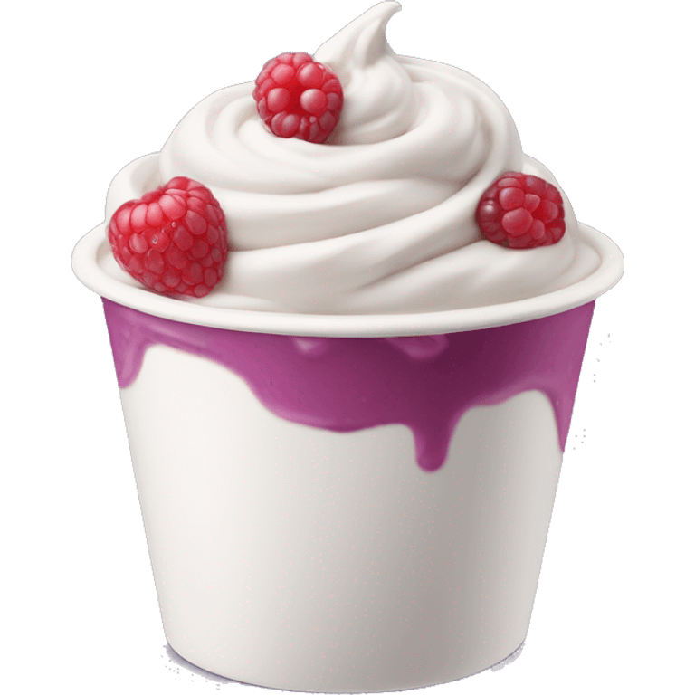 Mixed berries frozen yogurt swirled in a white cup emoji