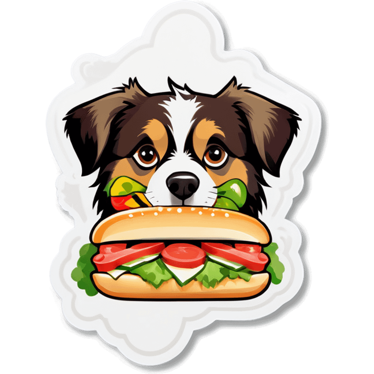 Australian Shepard eating Italian sub emoji