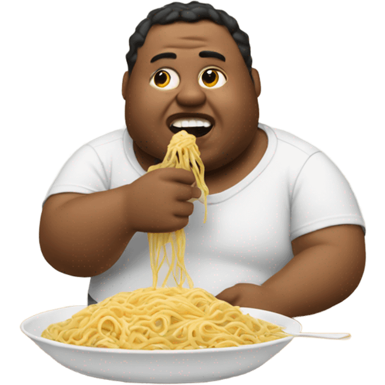 fat man eating noodles  emoji