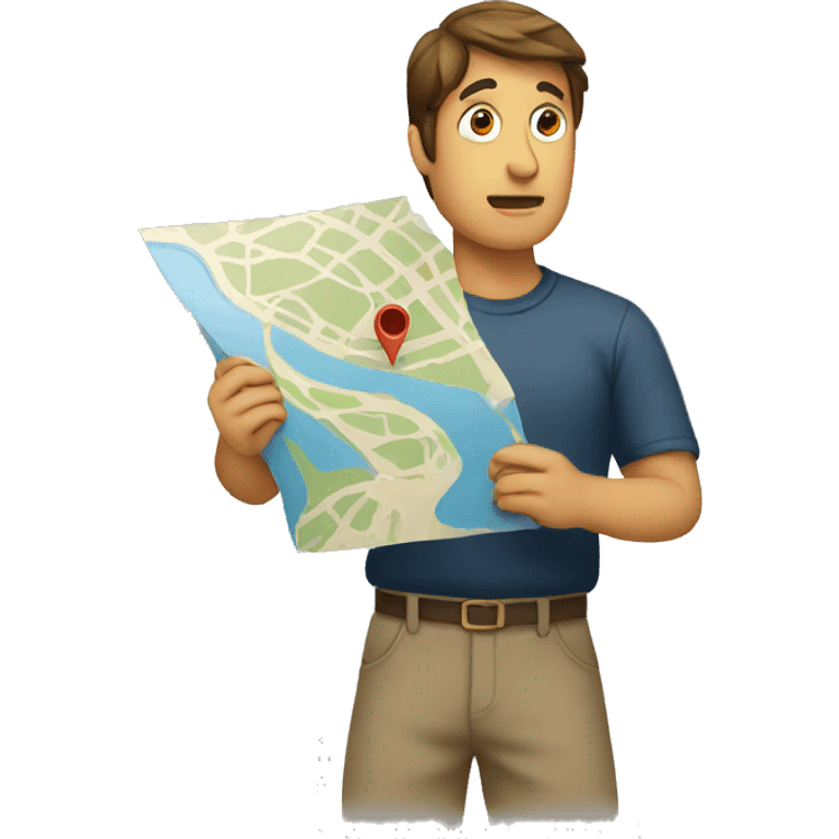 confused person holding map emoji