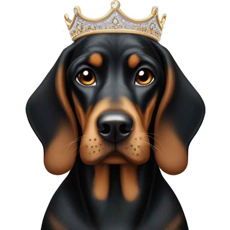 Black & Tan Coonhound with a tiara emoji