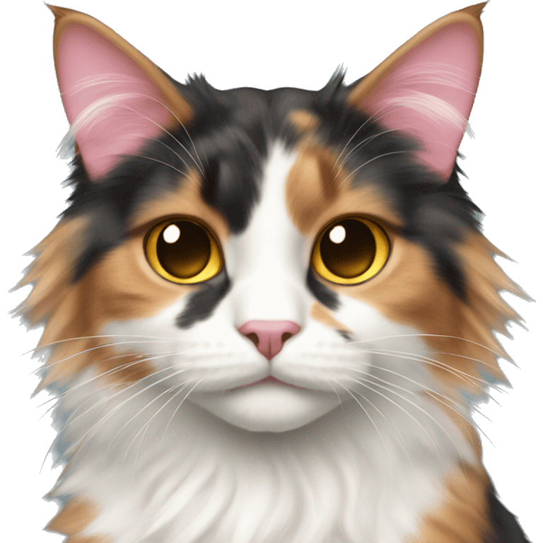 Long-haired Calico cat pink nose emoji