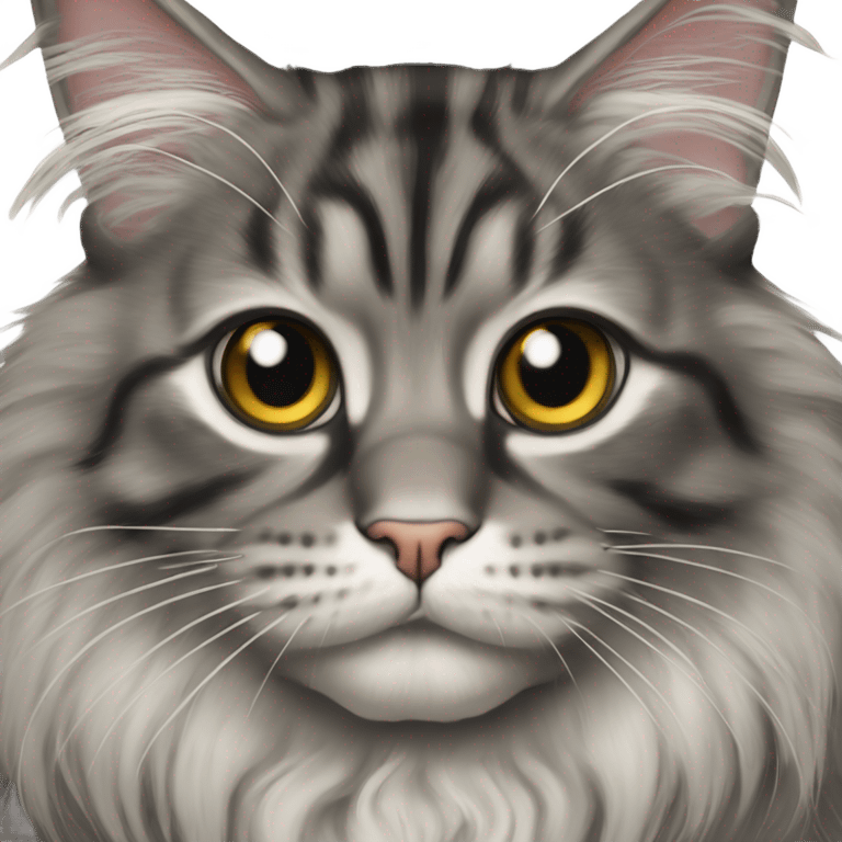 Maine coon cat tabby grey and black  emoji