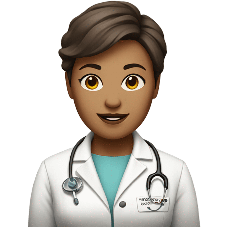 my mom she is 45 and a doctor with  short browm hair and and white emoji