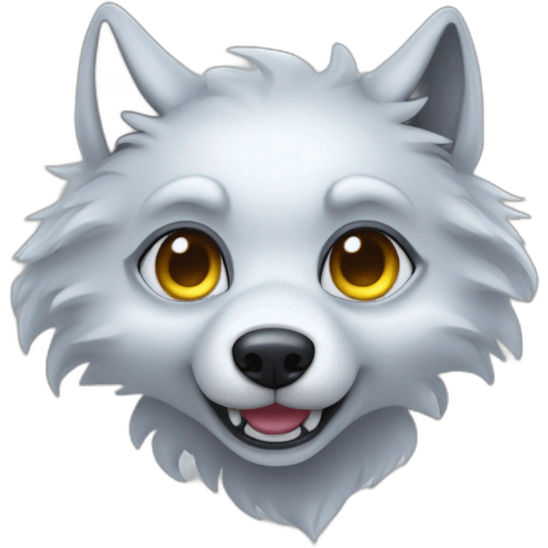 Cute Silver Wolf ghost emoji