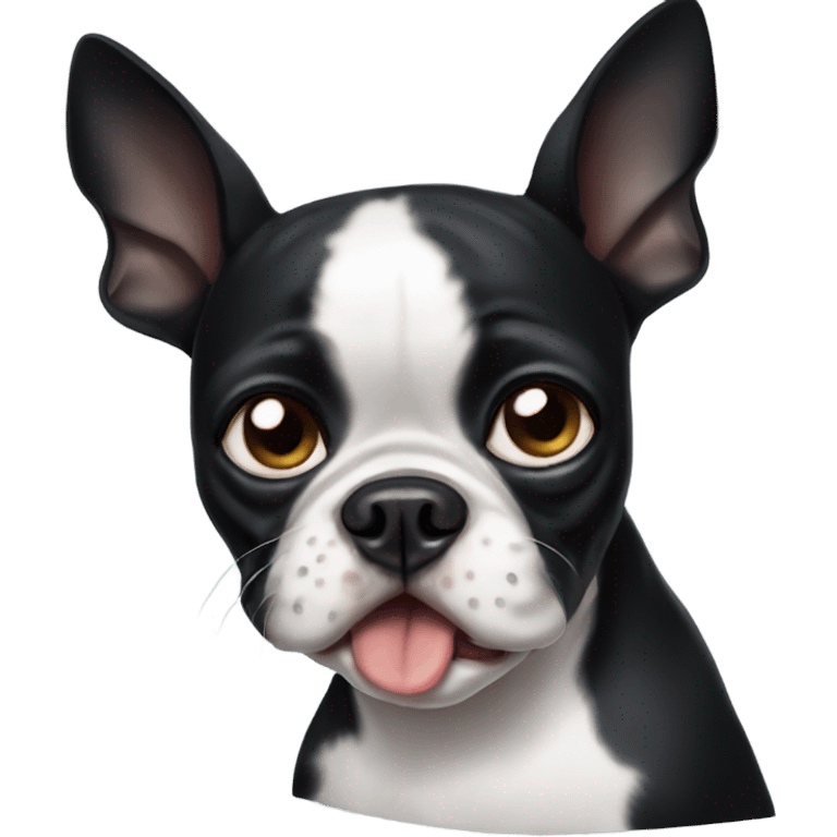 Crying black Boston terrier  emoji