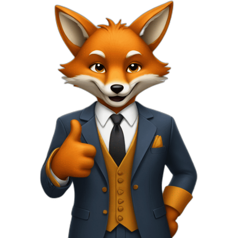 Cool Fox in a suit with his thumbs up  emoji