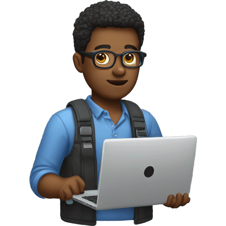 programmer with his laptop in his hands but not use glasses emoji