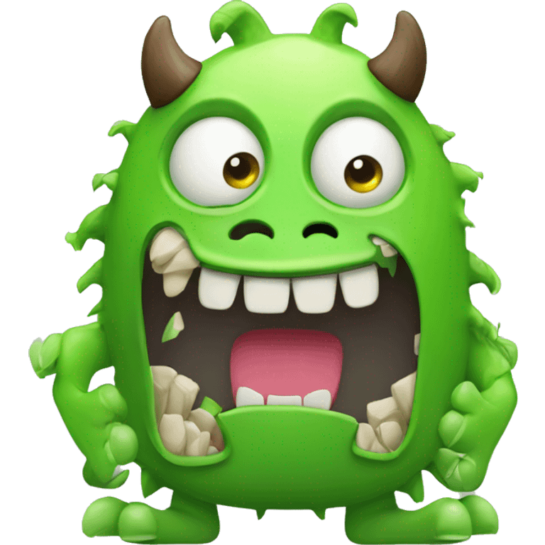 a funny moster in green colours with an open mouth as if he is fed by different documents such as word, excel, pdf, pptx emoji