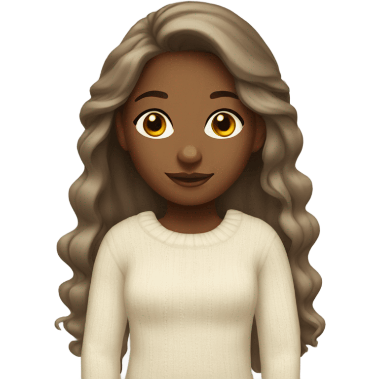 Brown girl with blond long hair dressed with a ivory sweater emoji