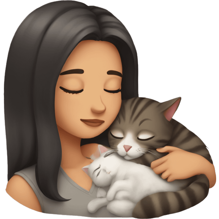 girl sleeping with her cat emoji