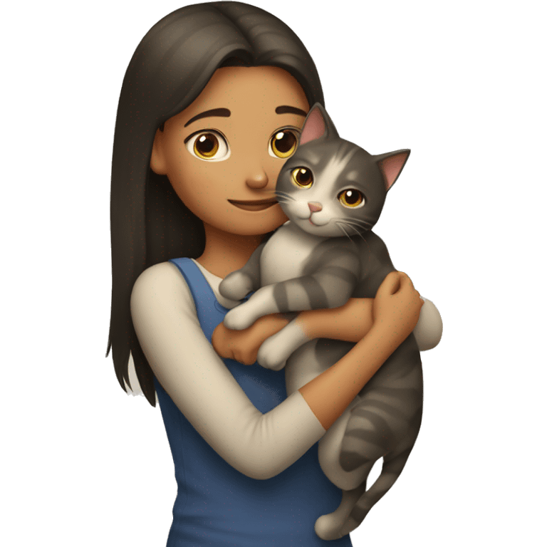 A girl hugging a cat emoji