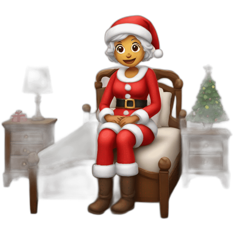 mrs santa claus sitting on bed emoji