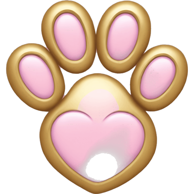 Gold heart with light pink paw print  emoji