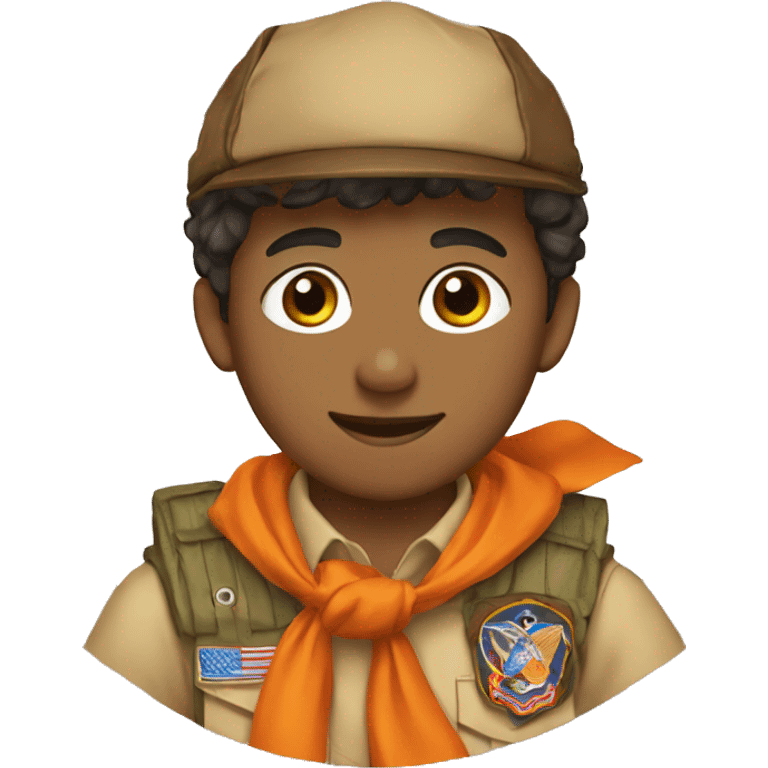 Boy scout with brown and orange kerchief emoji