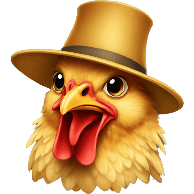 chicken in a general hat emoji