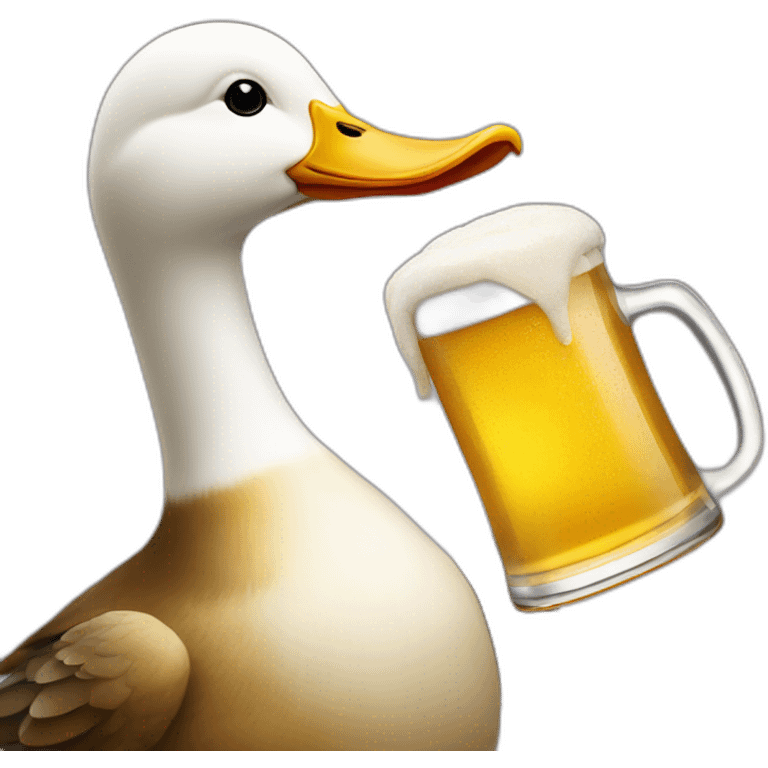 a duck dinrking a beer emoji