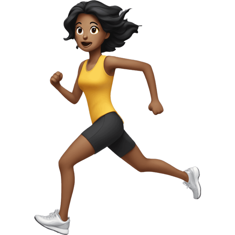 Running lady with black hair emoji