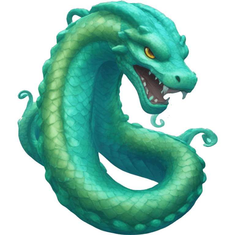 Christian Mythical serpent leviathan in 🌊 with blue horns emoji