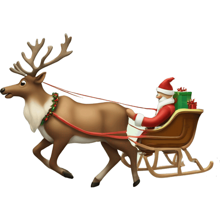 Reindeer pulling sleigh emoji