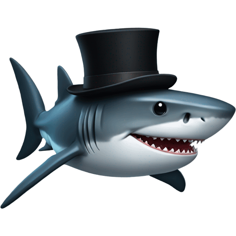 Shark with a top hat emoji