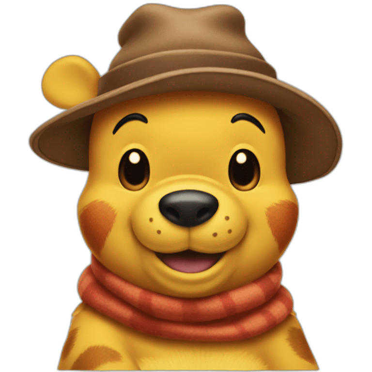 winnie the pooh wearing a poop emoji hat emoji