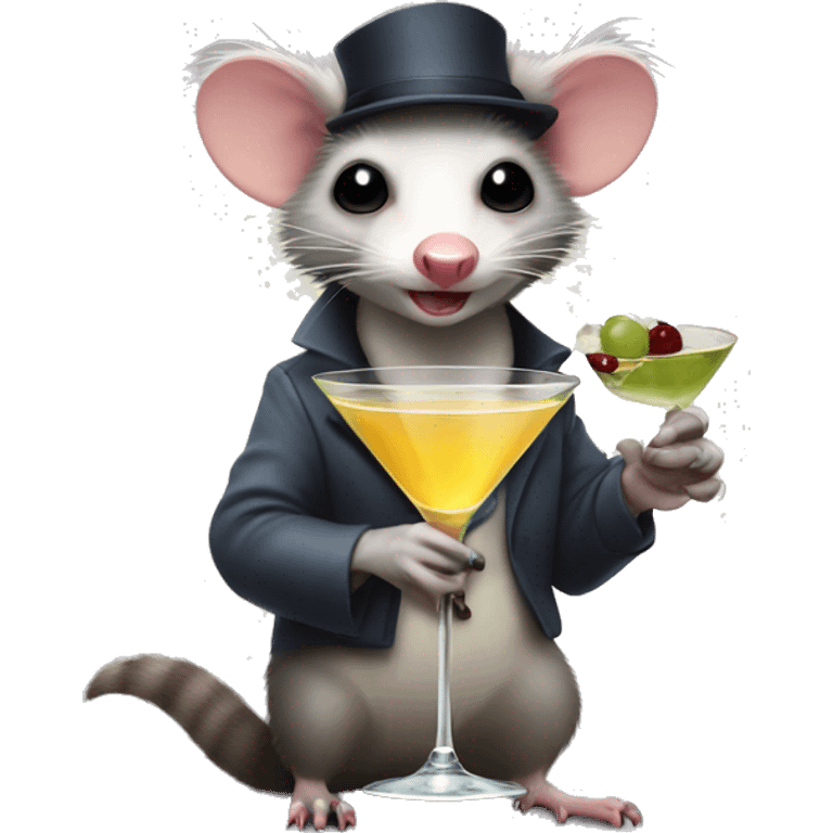 Opossum holding a dirty martini  emoji