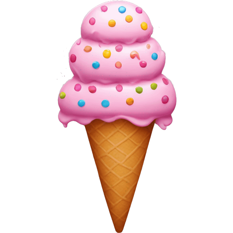 Pink ice cream with rainbow dots  emoji