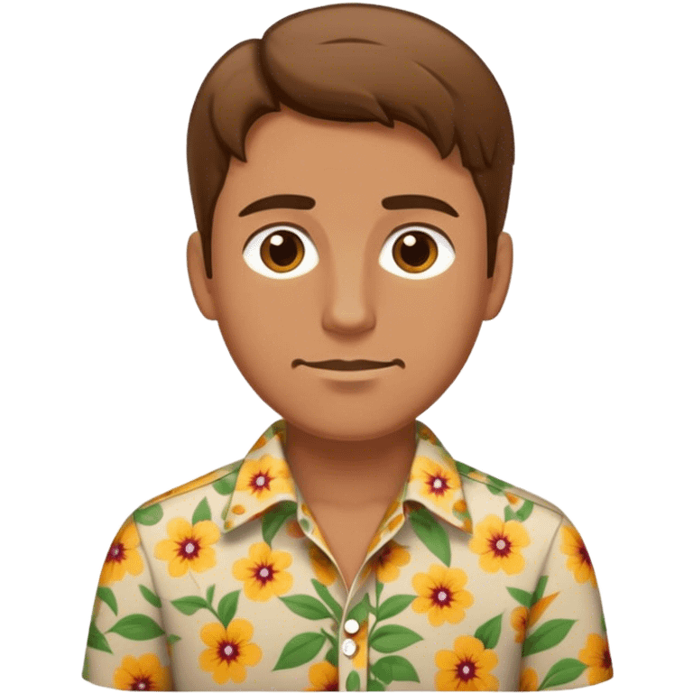 brown hair blond man with flowered shirt emoji