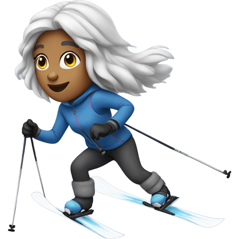 girl on a ski with grey hair  emoji