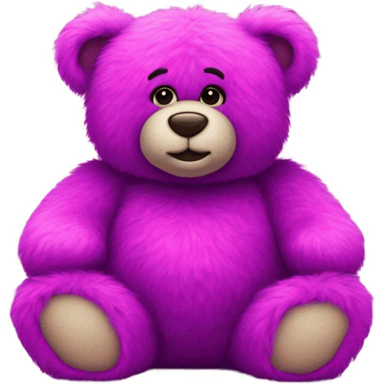 Realistic isolated big really fluffy hot pink and royal purple fuzzy full length Valentines Day stuffed Teddy Bear. emoji