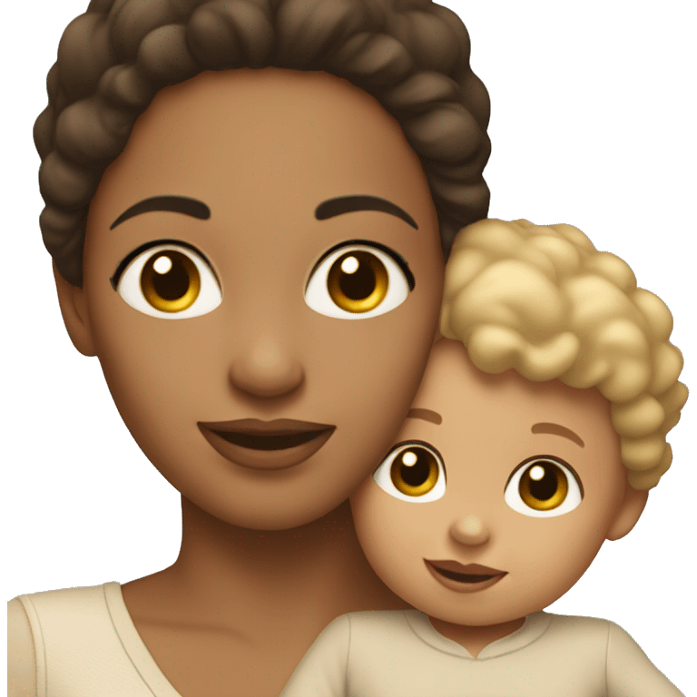 light skin tone brunette woman holding toddler emoji