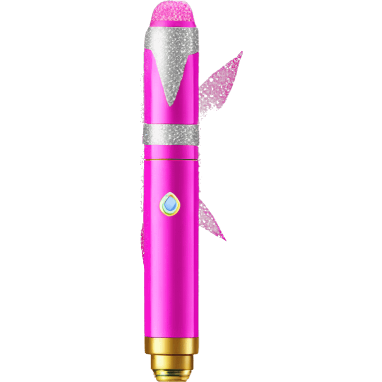 bright pink weed vape pen with glitter emoji