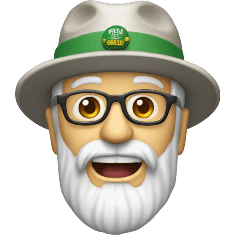 Headbanger  old male with grey beard les Paul guitar wearing golf hat or drivers cap Irish emoji