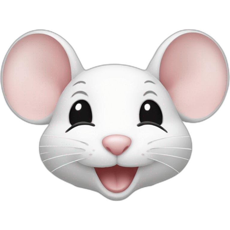 A beautiful white mouse smiling  emoji