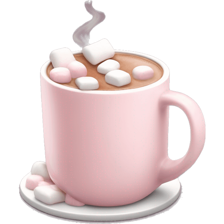 Light Pink mug of hot chocolate with marshmallows  emoji