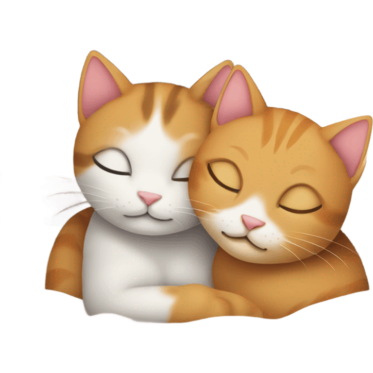 2 cats sharing a bed cuddling  emoji